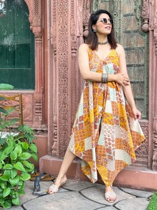 Women <b>Summer</b> Vintage 100% Cotton A-Line <b>Sleeveless</b> V-neck Long Maxi <b>Dress</b> - Product Image 6