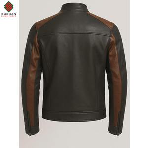 Chaqueta de Cuero para Hombre, Estilo Bomber, Dos Tonos, Marrón Oscuro, con Cierre, Estilo Motero, Hecha a Mano, Premium - Product Image 2