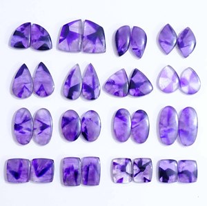 Cabujón de amatista natural al por mayor, piedras preciosas sueltas de cuarzo para hacer joyas, par en forma y tamaño mixtos - Product Image 2