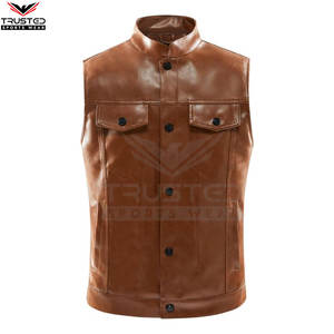 Nuevo diseño de moda Casual transpirable de alta calidad al aire libre de invierno Chaleco de cuero motocicleta estilo personalizado para hombres - Product Image 2