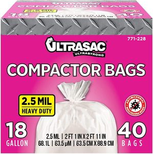 Sacs poubelle Ultrasac de 18 gallons pour compacteurs de 15 pouces, 2,5 mil, très résistants, 25 x 35 pouces - Product Image 3