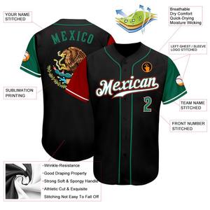Personalizado Negro Kelly Verde-Rojo Auténtico México Dos Tonos Camiseta de béisbol - Product Image 4