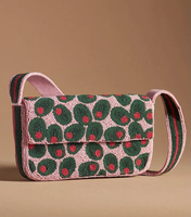 Sac à main en coton fait main pour femme, style bohème indien, avec perles, fermeture éclair et broderie, collection MULTI CRAFT MS382