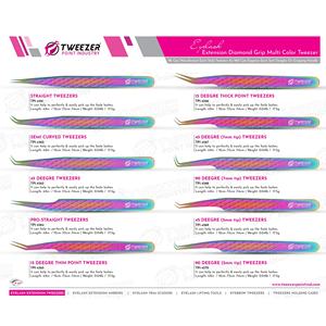 Pinzas de 90 Grados Multicolores Antideslizantes con Agarre de Diamante, Herramienta de Precisión para Extensión de Pestañas, Ecológica, con Regla en el Extremo - Product Image 6