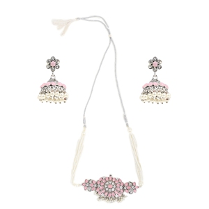 Gargantilla de Perlas Rosa Oxidadas con Cuerda de Moti, Joyería Elegante para Bodas - Product Image 2