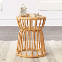 Tabouret en rotin naturel fait à la main Table d'appoint petite Table basse Boho rond tissé meubles en rotin pour salon chambre balcon