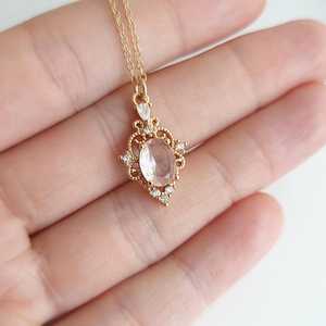 Collier vintage en filigrane de haute qualité en zircon CZ, argent sterling 925, plaqué or 14 carats, sans nickel, sans plomb, certifié IGI - Product Image 3