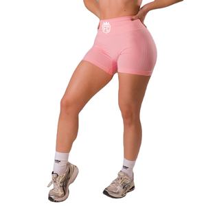 Shorts de sport pour femmes, rose clair, sans couture, taille haute, compression, extensible, yoga, fitness, shorts actifs - Product Image 2