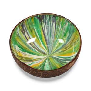 Bol en noix de coco laqué nacre, fait à la main, coquille de noix de coco naturelle, incrustation décorative, bol écologique - Product Image 1