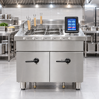 Cuiseur à pâtes électrique commercial 6/9 foyers à levage automatique avec écran LCD, en acier inoxydable, intelligent