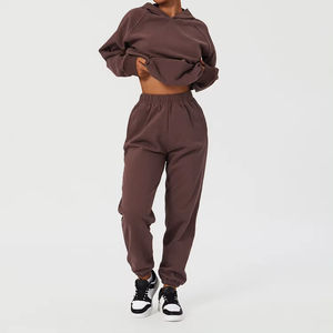 Sports de plein air 2 pièces ensemble pour femmes logo personnalisé pantalons de survêtement et sweat à capuche ensemble femmes décontracté coton/polaire unisexe survêtement - Product Image 6