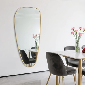 Espejo de Pared Metálico Moderno con Iluminación, Estilo Art Deco, Dorado y Cuadrado, para Decoración de Bodas, Entrada, Sala de Estar y Dormitorio - Product Image 5