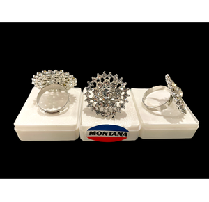 แหวนลายดอกไม้ชุบทองและสีเงินออกแบบได้ตามต้องการพร้อมด้วยการฝังเพชรแบบอเมริกันเป็นประกายสำหรับผู้หญิงที่มีสไตล์ - Product Image 3