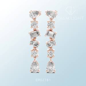 VS F Pear Round Emerald Cluster Earrings Elegant Jewelry Design Bulk Supply for Wedding Party Daily Wear Fashion and Export Use - Product Image 3