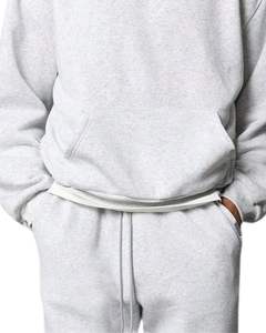 Conjunto Deportivo Informal de Invierno para Hombre, Sudadera con Capucha de Felpa Gris Ceniza Claro y Pantalones Jogger de Corte Holgado, Sudadera con Capucha Informal, Pantalones Deportivos - Product Image 6