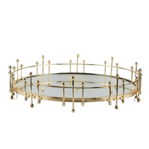 Plateau en métal et en verre pour l'industrie des articles de service Plateau miroir de Noël tendance pour la décoration des mariages Plateau de service en miroir pour les cosmétiques - Product Image 2