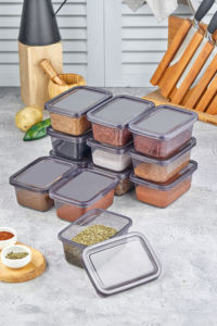 Ensemble de bacs de rangement pour aliments Organisateur de réfrigérateur Support de rangement pour aliments Empilable en plastique avec poignées pour garde-manger Type de magasin en plastique - Product Image 3