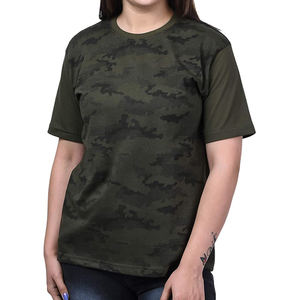 Camiseta de manga corta para mujer, camiseta de camuflaje verde, camiseta de manga corta con cuello redondo - Product Image 1