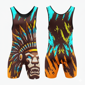 ชุดมวยปล้ำแบบซับลิเมชั่นสั่งทำใหม่ ทรงรัดรูป ผ้าสแปนเด็กซ์/ไนลอน โลโก้ด้านหน้า น้ำหนักเบา ระบายอากาศได้ดี ทนทาน - Product Image 2