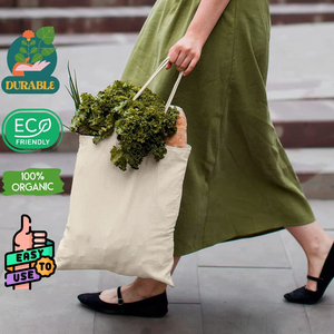 ถุงผ้าคอตตอนธรรมชาติขนาด10ออนซ์กระเป๋าช้อปปิ้งที่จับยาวกระเป๋าผ้าใบเป็นมิตรต่อสิ่งแวดล้อมออกแบบโลโก้ได้ตามต้องการ - Product Image 5