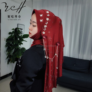 Écharpe-chapeau douce à franges en soie de lait motif flocon de neige, style industriel, pour femmes musulmanes, hijab – Nouvelle collection tendance - Product Image 2