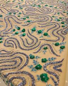 Tissu en maille brodé de perles à la main avec paillettes et strass, parfait pour la robe de mariée, robe de soirée de luxe - Product Image 2