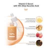 Sérum de vitamine C de marque privée avec 10% d'acide éthylique ascorbique hydratant rafraîchir le visage même le teint de la peau sérum éclaircissant à la vitamine C