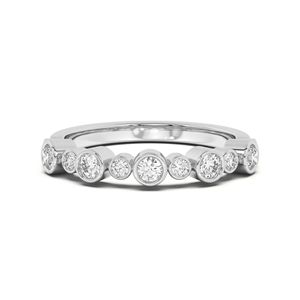 Anillo de Boda RITZIN con Bisel de Corte Redondo y Media Eternidad para Mujer en Oro Rosa de 14K y Plata, Estilo Elegante - Product Image 1