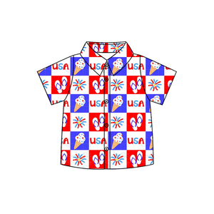 Preordine Magliette Estive per Neonati con Stampa Ghiaccioli del 4 Luglio, Maniche Corte, Bottoni, Morbide ed Elastiche, con Colletto, Stile Boutique - Product Image 4