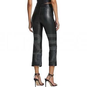 Pantalons en cuir évasés personnalisables pour femmes, dernier design décontracté avec devant plat, prix de gros - Product Image 2