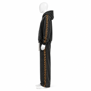 Conjunto Deportivo Unisex con Estampado de Leopardo Negro, Sudadera con Capucha y Cremallera, Pantalones Jogger, Dos Piezas, Ropa Deportiva Informal - Product Image 3