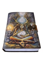 Libro de hechizos en blanco de cuero genuino hecho a mano Vintage, diario de sombra con cierre, estampado de terror, suministro de brujería, diario Vintage