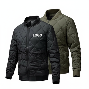 Mens Coated <b>Quilted</b> Bomber <b>Jacket</b> Lightweight Padded Zip-Up Winter Casual Front Custom Logo Diamond <b>Quilted</b> <b>Pattern</b> - Product Image 1