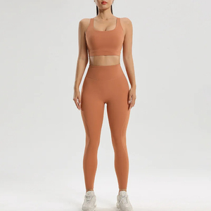2024 New Yoga Set 2PCS Women Gym Long Sleeve Seamless Sportswear Workout Clothes High Waist Sports Leggings <b>Bra</b> Women - Product Image 5