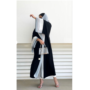 Abaya 2024 Kaftan de Dubaï en gros vêtements islamiques modestes de l'Aïd turc Abaya ouverte élégante en soie brillante de Dubaï robe musulmane pour femmes - Product Image 4