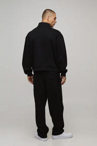 Half Zippered <b>Black</b> Sweatshirt 2025 Oversized <b>Men's</b> Winter Printed Hoodie Breathable Polyester/Cotton Embroidered Stonewashed - Product Image 2