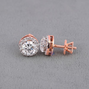 Boucles d'oreilles à la mode en or 14kt rond cultivé en laboratoire diamant beaux bijoux de luxe Bling avec cadeau de fête pour les femmes - Product Image 2