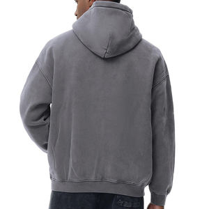 Sudadera con Capucha de Invierno para Hombre, Estilo Vintage, Lavado Ácido, Cierre Completo, 100% Algodón, Alta Calidad, Transpirable, Servicio OEM - Product Image 6