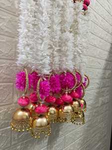 Artificial Jasmine Garland Wall Decor Hanging With Metal Golden Bell Decoration Wedding Christmas Decor Indian Handicrafts - Product Image 4