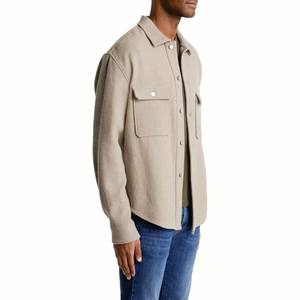 Diseño personalizado de alta calidad de los hombres botón a presión Chore Chaqueta ligera de algodón elástico chaqueta de la camisa - Product Image 5