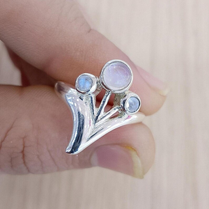 แหวนวินเทจสีน้ำเงินรุ้งสำหรับผู้หญิง925เงินสเตอร์ลิงเครื่องประดับชั้นดีกำหนดเองขายส่งเป็นกลุ่มสำหรับปาร์ตี้ - Product Image 1