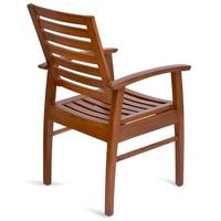 Chaise de salle à manger moderne en bois avec accoudoirs et dossier à lattes pour usage domestique