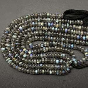 Venta al por mayor Labradorite Smooth Rondelle Shape Beads, Black Rainbow Multi Color Flash Beads para la fabricación de joyas - Product Image 6