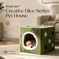 SnugCube Creative Dice Pet Bed, détachable, lavable, imperméable, respirant, grande taille 45 cm, maison pour chat en peluche 3D, niche pour chien, maison moderne