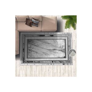 Conjunto de alfombra impresa digital detallada con marco gris-blanco - Product Image 3