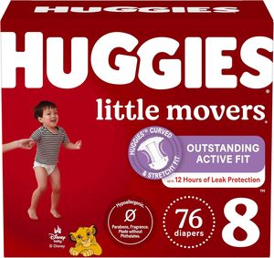 Couches Huggies taille 8, couches pour bébés Little Movers, taille 8 (46+ lbs), 76 couches (2 paquets de 38) - Product Image 6