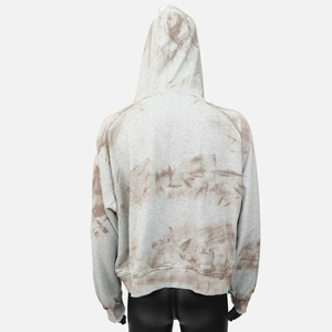 Custom 500 Gsm Cotton French Terry Baggy Blank Distressed Heavyweight Dirty Washed Zip up <b>Hoodie</b> for Men - Product Image 2