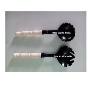 Ensemble de couverts en corne de haute qualité, best-seller, pour salade, avec aiguiseur, ustensiles de cuisine en corne, serveur à salade en corne - Product Image 2