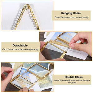 Cadre photo miniature en verre transparent avec bordure en laiton doré, collection vintage, produit très vendu, aspect attrayant, décoration murale - Product Image 6