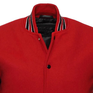 Diseño personalizado al por mayor 100% negro lana Varsity bombardero manga de cuero chaqueta de invierno de béisbol - Product Image 2